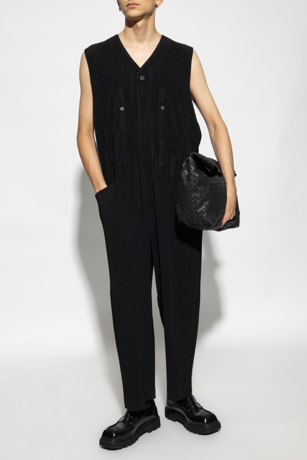 Black Pleated Sleeveless Jumpsuit Homme Plissé Issey Miyake - 43